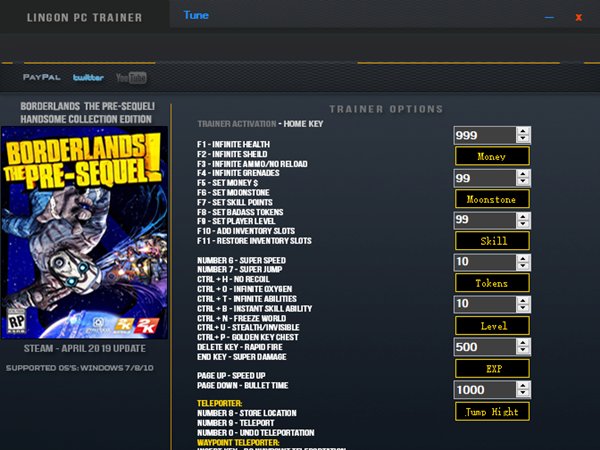 无主之地前传二十八项修改器 v1.2019 Lingon版