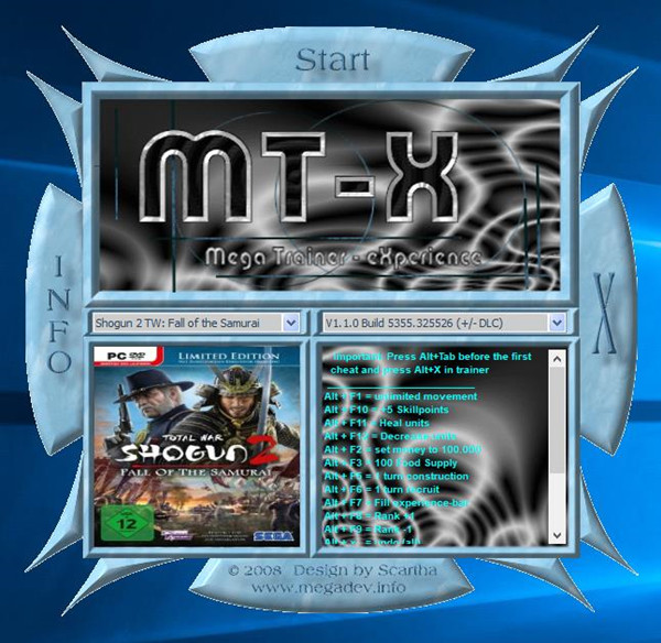 幕府将军2武家之殇十五项修改器 v1.1 MT-X版