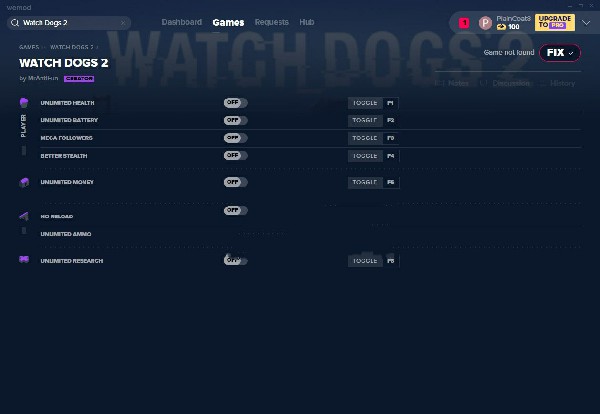 看门狗2八项修改器Origin版 v2019.11.08 MrAntiFun版