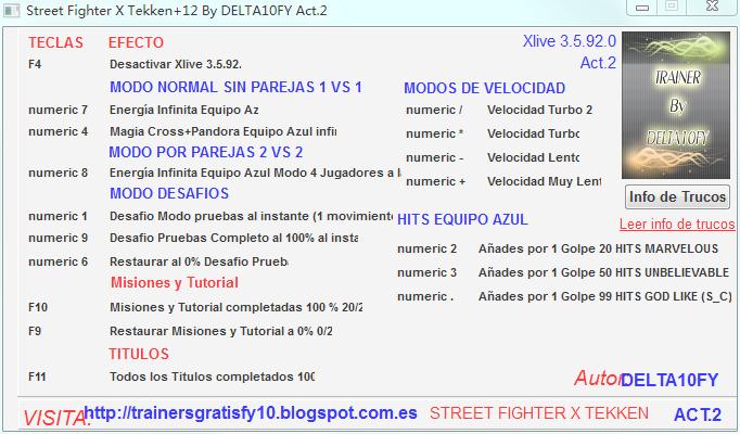 街头霸王X铁拳十二项修改器 v1.0 绿色版