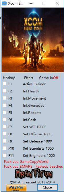 幽浮：内部敌人十项修改器 v1.0.0.9040 MrAntiFun版