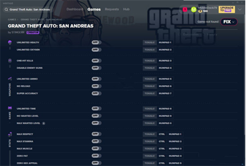侠盗猎车圣安地列斯十九项修改器下载 v2019 中文版