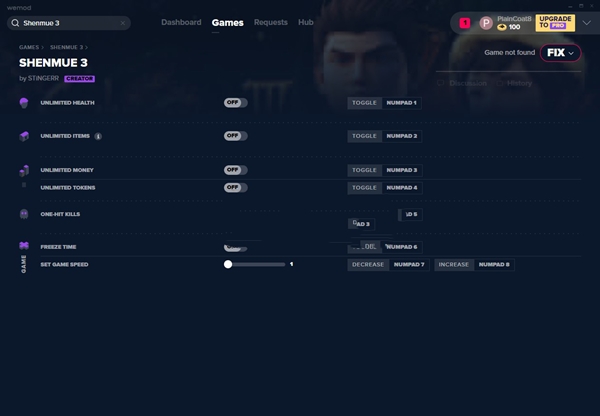 莎木3七项修改器Epic版 v2019.12.22 MrAntiFun版