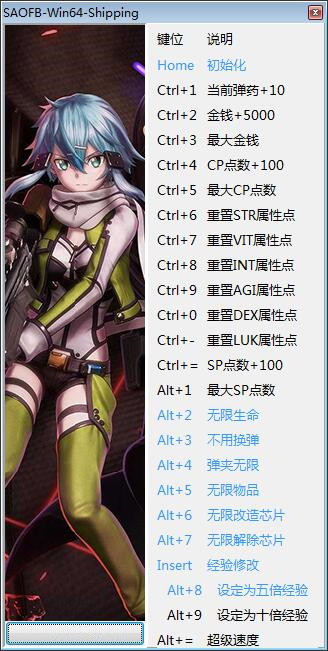 刀剑神域：夺命凶弹二十二项修改器 v1.1.1 peizhaochen版
