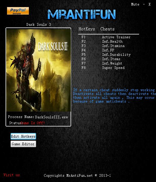 黑暗之魂3十七项修改器 v1.15 MrAntiFun版